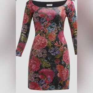 NWT Chiara Boni Marisabel Floral Sequin Dress, size 2 , bodycon